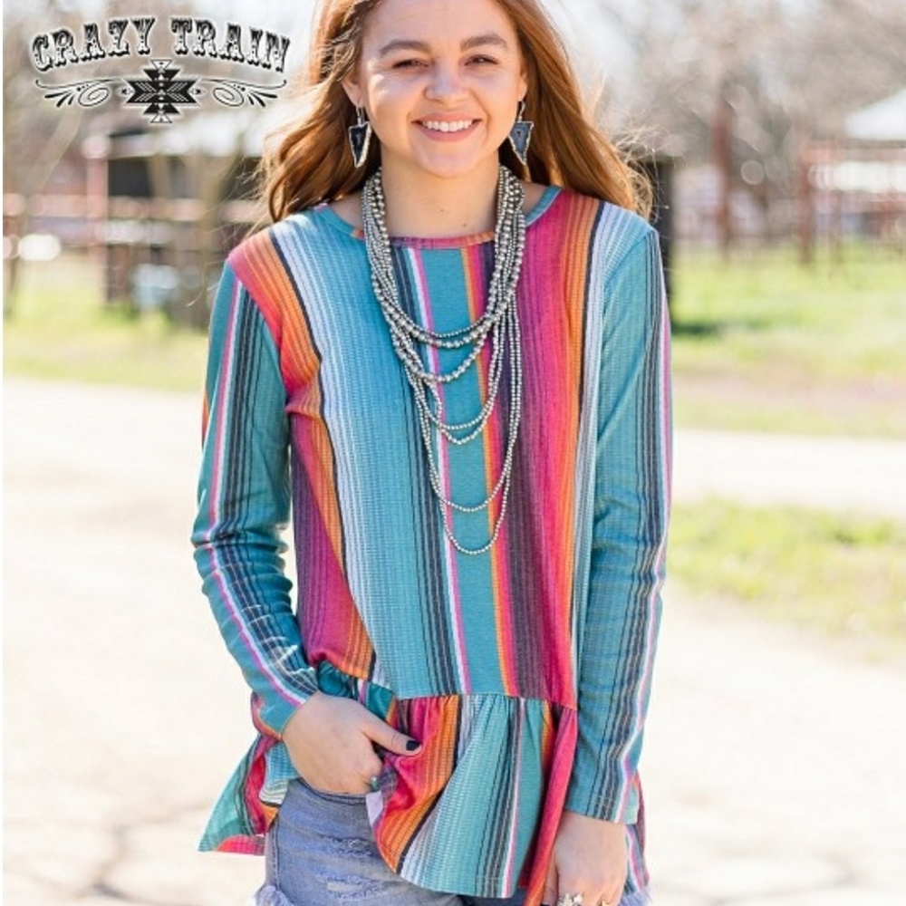 CRAZY TRAIN DES MOINES RUFFLE TOP